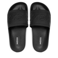 Klapki MEXX. Czarne klapki Mexx, bez wzorów, bez obcasa, bez zapięcia. Za 79.99 zł.