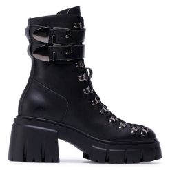 Botki Altercore. Czarne botki Altercore, bez wzorów, bez obcasa, na słupku, bez zapięcia. Za 379.99 zł.