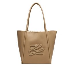Torebka KARL LAGERFELD. Brązowe shopper bag KARL LAGERFELD, bez wzorów, bez dodatków. Za 1,399.00 zł.