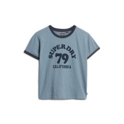 Damska koszulka w kontrastowym kolorze Superdry Athletic Essentials Beach. Niebieskie t-shirty sportowe Superdry, xs, bez wzorów, z bawełny, bez ramiączek. Za 141.85 zł.