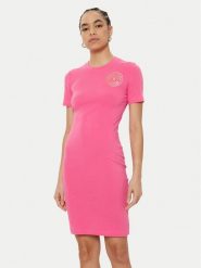 Versace Jeans Couture Sukienka codzienna 78HAOT00 Różowy Slim Fit. Czerwone sukienki Versace Jeans Couture, na co dzień, xs, bez wzorów, z bawełny, bez kołnierzyka, bez ramiączek, proste. Za 349.99 zł.