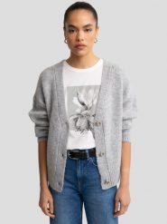 Kardigan damski z dodatkiem wełny szary Kardica 901. Szare swetry BIG STAR, l, bez wzorów, z jeansu, klasyczne, bez ramiączek. W wyprzedaży za 229.99 zł.