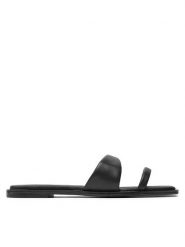 Calvin Klein Klapki Flat Slide Lth HW0HW02071 Czarny. Czarne klapki Calvin Klein, bez wzorów, ze skóry, bez obcasa, bez zapięcia. Za 419.99 zł.