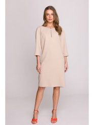 Stylove Sukienka w kolorze beżowym rozmiar: XXL. Brązowe sukienki Stylove, na co dzień, xxl, z aplikacjami, bez kołnierzyka, bez ramiączek, maxi, proste. Za 344.45 zł.