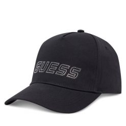 Czapka z daszkiem Guess. Czarne czapki z daszkiem Guess, z aplikacjami. Za 139.99 zł.