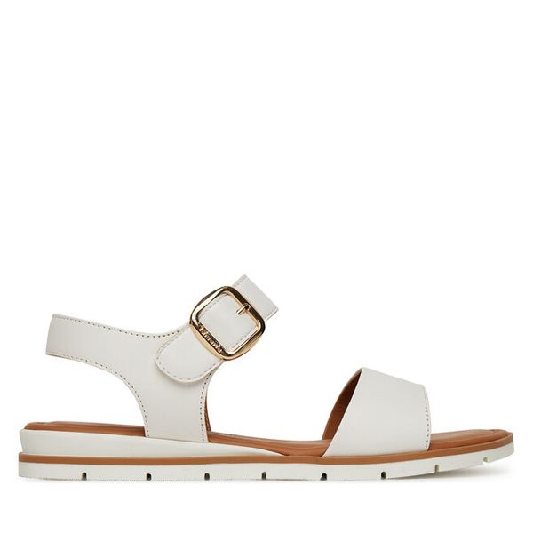 Sandały Tamaris. Białe sandały Tamaris, bez wzorów, bez obcasa, na płaskiej podeszwie, bez zapięcia. Za 299.99 zł.