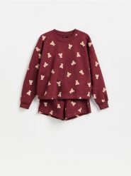 Dwuczęściowa piżama w misie - brązowy. Brązowe piżamy Reserved, l, bez wzorów, z bawełny, bez kołnierzyka, bez ramiączek. Za 139.99 zł.