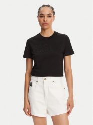 Versace Jeans Couture T-Shirt 78HAHS04 Czarny Regular Fit. Czarne t-shirty Versace Jeans Couture, xl, bez wzorów, z bawełny, bez kołnierzyka, bez ramiączek. Za 469.99 zł.