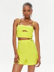 Patrizia Pepe Top 2C1545/A049-Y452 Zielony Regular Fit. Zielone topy Patrizia Pepe, bez wzorów, z syntetyku, bez kołnierzyka, bez ramiączek. Za 659.99 zł.