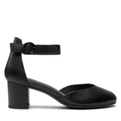 Czółenka Tamaris. Czarne czółenka Tamaris, bez wzorów, bez obcasa, bez zapięcia. Za 319.99 zł.