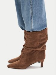 DeeZee Botki CEO-WS25319-02 Brązowy. Brązowe botki DeeZee, bez wzorów, ze skóry, bez obcasa, na słupku, bez zapięcia. Za 199.99 zł.
