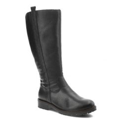 Czarne Kozaki Rieker Ocieplane Buty Damskie. Czarne kozaki Rieker, z aplikacjami, z futra, bez obcasa, bez zapięcia. Za 359.00 zł.