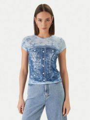 Guess T-Shirt W6GI44 K3614 Niebieski Regular Fit. Niebieskie t-shirty Guess, xl, z aplikacjami, z syntetyku, bez kołnierzyka, bez ramiączek. Za 189.99 zł.