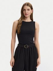 Vero Moda Top Ruby 10342997 Czarny Slim Fit. Czarne topy Vero Moda, s, bez wzorów, z bawełny, bez kołnierzyka, bez ramiączek. Za 79.99 zł.