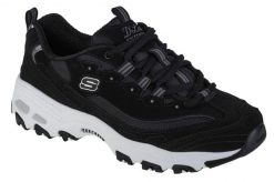 Buty sportowe Sneakersy damskie, Skechers D Lites-Biggest Fan. Czarne buty treningowe Skechers, bez wzorów, z materiału, przed kostkę, bez zapięcia, trekkingowe. Za 299.99 zł.