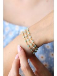 L'Atelier de Gaia Pozłacana bransoletka z akwamarynem rozmiar: onesize. Niebieskie bransoletki L'Atelier de Gaia, z akwamarynem, pozłacane. Za 109.00 zł.