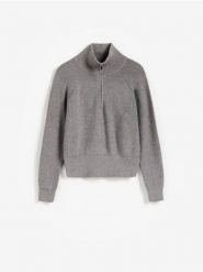 Sweter z zapięciem na zamek - szary. Szare swetry Reserved, l, bez wzorów, z dzianiny, bez ramiączek. Za 129.99 zł.