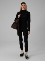 4F Legginsy dzianinowe damskie - czarne S. Czarne legginsy 4f, bez wzorów, z bawełny. Za 129.99 zł.