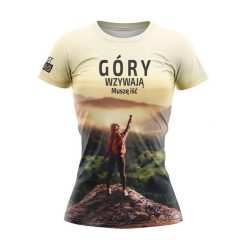 Koszulka do biegania damska GÓRY WZYWAJĄ krótki rękaw. T-shirty sportowe JUST HERO, xl, bez wzorów, z dzianiny, bez ramiączek, do biegania. Za 119.00 zł.