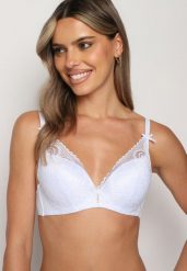 Biały Biustonosz z Koronką Typu Push-Up Selovia. Białe biustonosze Born2be, bez wzorów, z koronki. Za 49.99 zł.