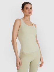4F Top do jogi i pilatesu slim szybkoschnący damski - zielony XS. Zielone topy sportowe 4f, xs, bez wzorów, z dzianiny, na fitness i siłownię. W wyprzedaży za 79.99 zł.