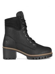 Rieker Trzewiki Y8610-00 Czarny. Czarne botki Rieker, bez wzorów, z materiału, bez obcasa, na słupku, bez zapięcia. Za 289.99 zł.