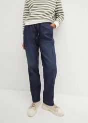 Dżinsy Straight z gumką w talii, high waist (2 pary). Niebieskie jeansy bonprix, bez wzorów, z jeansu, z podwyższonym stanem. Za 159.99 zł.