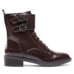 Botki JENNY. Brązowe botki Jenny, bez wzorów, bez obcasa, na płaskiej podeszwie, bez zapięcia. Za 119.99 zł.