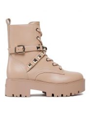 Guess Botki Vaida FL8VDA ELE10 Beżowy. Brązowe botki Guess, z aplikacjami, ze skóry, bez obcasa, na płaskiej podeszwie, bez zapięcia. Za 419.99 zł.