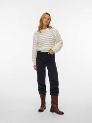 Vero Moda Sweter w kolorze kremowym rozmiar: S. Brązowe swetry Vero Moda, s, bez wzorów, z materiału, bez ramiączek. Za 86.99 zł.