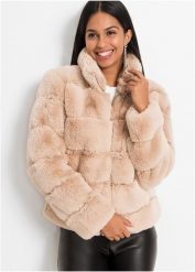 Kurtka ze sztucznego futerka z zamkiem. Czerwone kurtki bonprix, bez wzorów, eleganckie, bez kaptura. Za 289.99 zł.