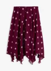Spódnica midi z szyfonu z asymetrycznym dołem. Fioletowe spódnice bonprix, bez wzorów, z szyfonu, midi, asymetryczne. Za 149.99 zł.