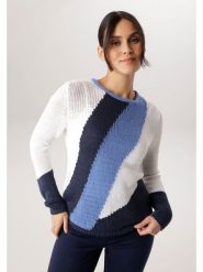 Aniston Sweter w kolorze niebiesko-granatowo-białym rozmiar: 38. Białe swetry Aniston, bez wzorów, bez ramiączek. Za 173.99 zł.