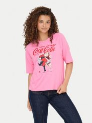 ONLY T-Shirt Coca Cola 15355794 Różowy Regular Fit. Czerwone t-shirty ONLY, xl, bez wzorów, z bawełny, bez kołnierzyka, bez ramiączek. Za 119.99 zł.