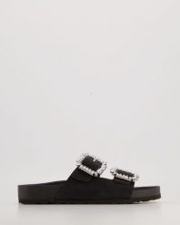 KLAPKI DAMSKIE 895-E790 NAB NER. Klapki Venezia, bez wzorów, z nubiku, bez obcasa, bez zapięcia. Za 259.00 zł.