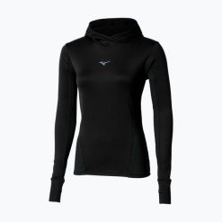 Bluza do biegania damska Mizuno Active Warm Hooded. Czarne bluzy z kapturem Mizuno, s, bez wzorów, z elastanu, bez kaptura, do biegania. Za 139.99 zł.