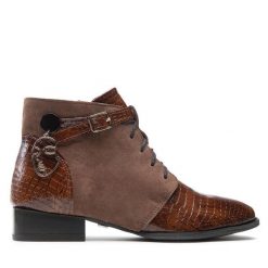 Botki Maciejka. Brązowe botki Maciejka, bez wzorów, bez obcasa, na płaskiej podeszwie, bez zapięcia. Za 279.99 zł.