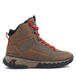 Trapery BASS OUTDOOR. Brązowe traperki BASS OUTDOOR, bez wzorów, bez obcasa, bez zapięcia. Za 199.99 zł.