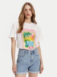Roxy T-Shirt ERJZT05899 Biały Relaxed Fit. Białe t-shirty Roxy, xs, bez wzorów, z bawełny, bez kołnierzyka, bez ramiączek. Za 139.99 zł.