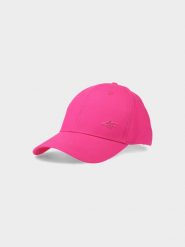 4F Czapka z daszkiem strapback damska - różowa S. Czerwone czapki z daszkiem 4f, na lato, bez wzorów, z bawełny, sportowe. W wyprzedaży za 29.99 zł.