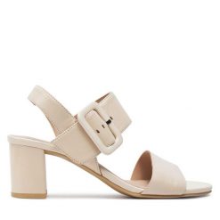 Sandały Caprice. Białe sandały Caprice, bez wzorów, bez obcasa, na słupku, bez zapięcia. Za 319.99 zł.