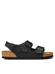 Birkenstock Sandały Milano 034791 Czarny. Czarne sandały Birkenstock, bez wzorów, ze skóry, bez obcasa, na płaskiej podeszwie, bez zapięcia. Za 336.00 zł.