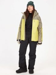 Marmot Kurtka narciarska "Lightray" w kolorze beżowo-limonkowym rozmiar: S. Brązowe kurtki narciarskie Marmot, s, bez wzorów, z gore-texu, bez kaptura, narciarskie, gore-tex. Za 594.39 zł.