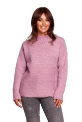 Milutki Sweter z Zabudowanym Dekoltem - Pudrowy. Czerwone swetry MOE, l, bez wzorów, z materiału, bez ramiączek. Za 159.90 zł.