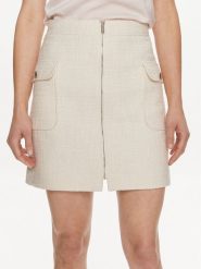 Morgan Spódnica mini 241-JZIP.F Beżowy Regular Fit. Brązowe spódnice Morgan, bez wzorów, z bawełny, mini. Za 89.99 zł.