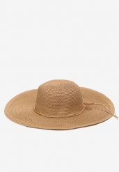 Beżowy Pleciony Kapelusz z Szerokim Rondem i Wiązaniem Xandothea. Brązowe kapelusze Born2be, na lato, bez wzorów, eleganckie. Za 59.99 zł.