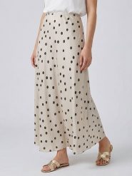 MOSS COPENHAGEN Spódnica "Clarette" w kolorze kremowo-czarnym rozmiar: L. Brązowe spódnice Moss Copenhagen, l, bez wzorów, z wiskozy, maxi. Za 155.15 zł.