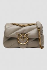 PINKO Ciemno beżowa torebka Love Puff Mini CL. Brązowe kopertówki Pinko, bez wzorów, ze skóry, bez dodatków. W wyprzedaży za 1,289.99 zł.