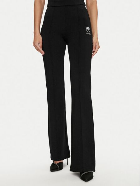 Guess Spodnie materiałowe Elea V4YB01 KCDN0 Czarny Slim Fit. Czarne spodnie materiałowe Guess, z aplikacjami, z materiału. Za 269.99 zł.
