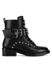 Eva Minge Botki ASMA-5266A-12A Czarny. Czarne botki Eva Minge, bez wzorów, bez obcasa, na płaskiej podeszwie, bez zapięcia. Za 527.00 zł.